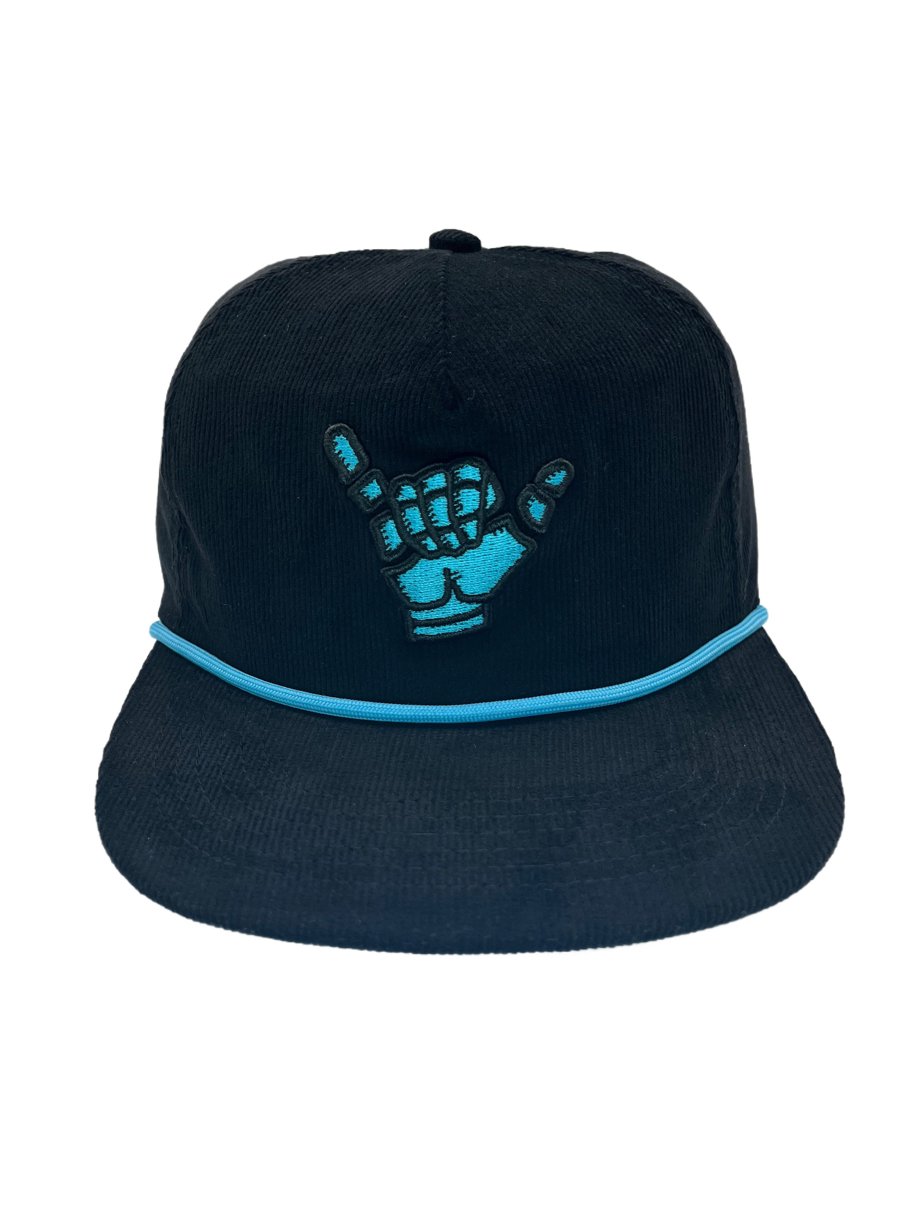 Otto black/blue skeleton hang loose Shaka graphic mesh trucker Snapback hat NWOT Embroidered Skeleton Shaka Hat Hang Loose Baseball Cap Shaka  main image 2